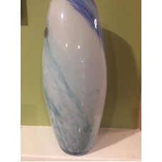 Linea Astuni Murano Style Home Fashion Art Mouth Blown Vase 15" Blue Green Italy   292328527366